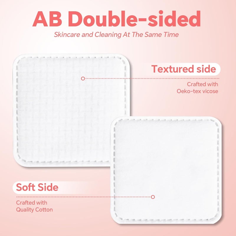 ICOTLE Clean Pads, 120 Count Not to Shed & Tear Face Pads, Unique Triple Layers, Textured & Ultra Soft Side, Square Cotton Pads for Makeup Removal, Cleansing, Skin Care etc. - Image 2